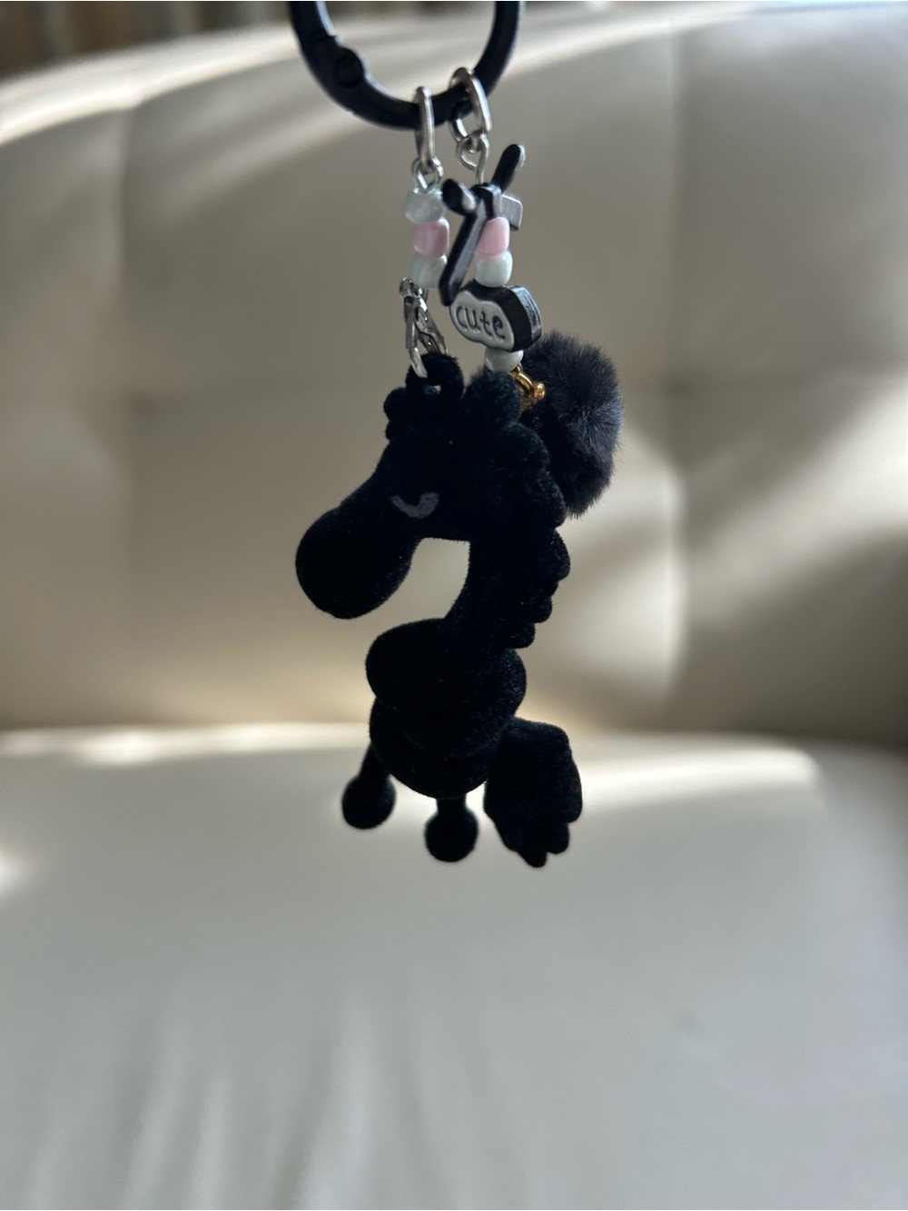 Black Plush Giraffe Keychain Bag Charm